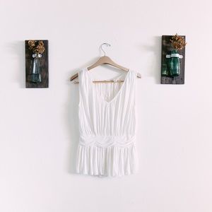 BANANA REPUBLIC CREAM PLEATED PEPLUM TANK